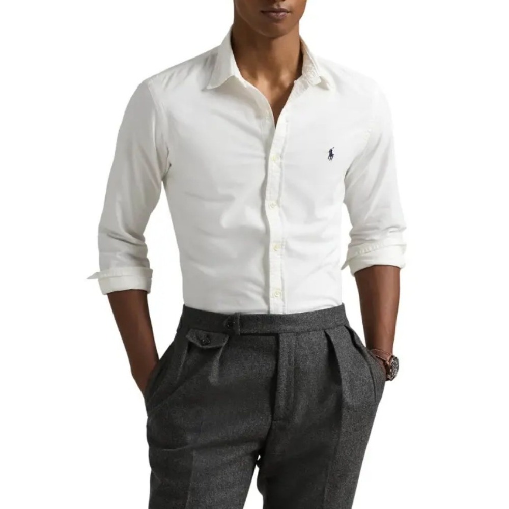 Polo Ralph Lauren Men's White‎ Long Sleeve Classic Button Down Shirt Size M NWT